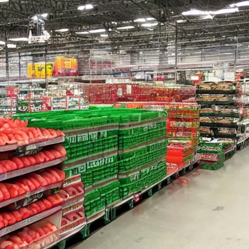 Prompt: costco but everything has been replaced with watermelons