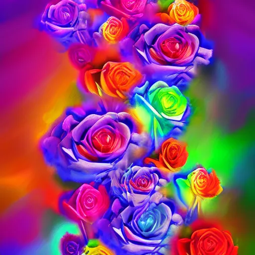 Prompt: Roses made of colorful smoke, digital art, stylized, award winning, artstation,