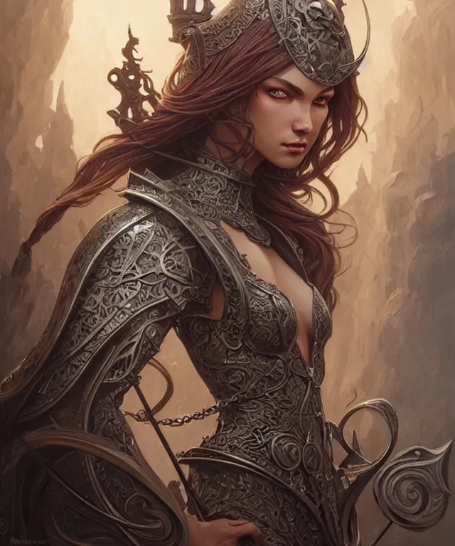 Image similar to Muscular and powerful medieval knight portrait, art nouveau, fantasy, intricate flower designs, elegant, highly detailed, sharp focus, art by Artgerm and Greg Rutkowski