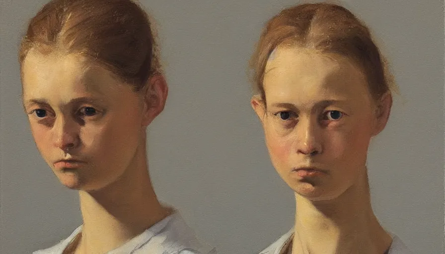 Prompt: painting by borremans, young woman, detailed, stunning