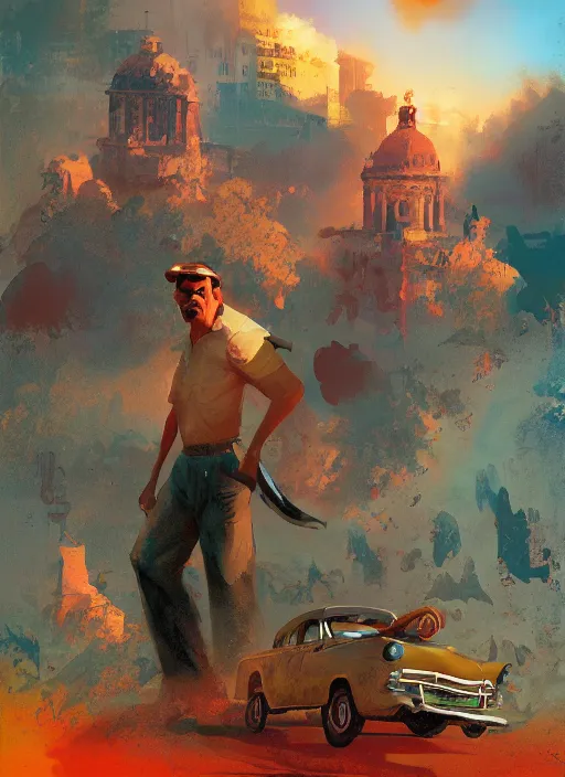 Image similar to poster for an animation film called cuba, 8 k, hd, art by craig mullins