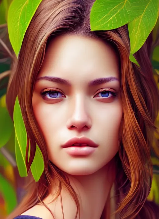 Image similar to photo of a gorgeous female in the style of stefan kostic, realistic, half body shot, sharp focus, 8 k high definition, insanely detailed, intricate, elegant, art by stanley lau and artgerm, extreme bokeh foliage