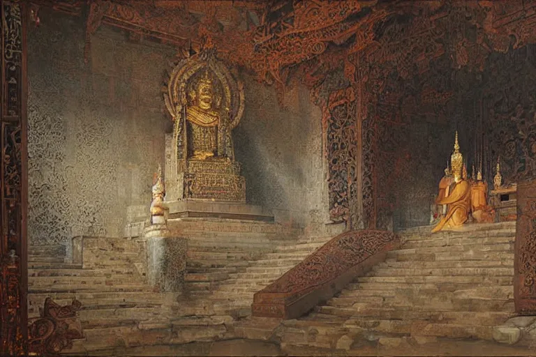 Prompt: mausoleum, buddhism, tang dynasty, painting by gaston bussiere, greg rutkowski