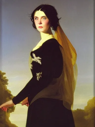 Image similar to portrait of abbey lee by joseph wright of derby