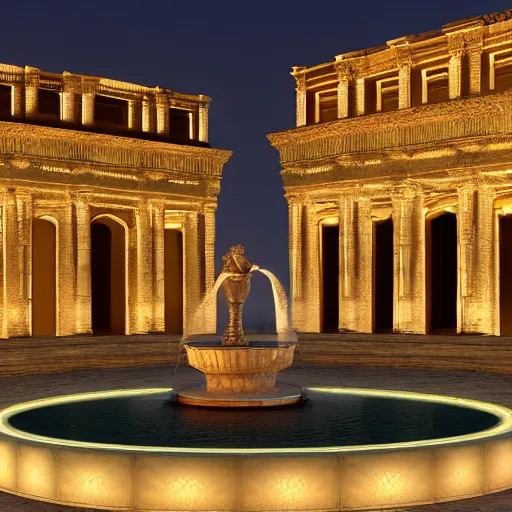 Prompt: design of a fountain, roman style, white color scheme, vivid lighting, photorealist, 4 k