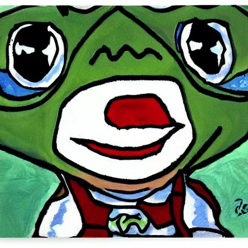 Image similar to pepe the frog by sue coe