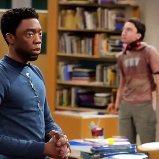 Image similar to chadwick boseman on the big bang theory