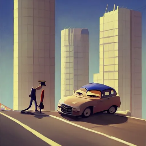 Image similar to goro fujita ilustration sundays hanging out with cars full of a big city, painting by goro fujita, sharp focus, highly detailed, artstation