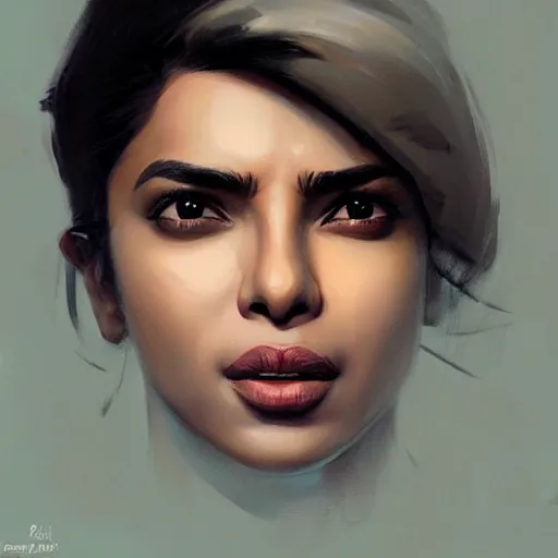 Image similar to “ portrait of priyanka chopra by greg rutkowski, young, attractive, highly detailed portrait, scifi, digital painting, artstation, concept art, smooth, sharp foccus ilustration, artstation hq ”