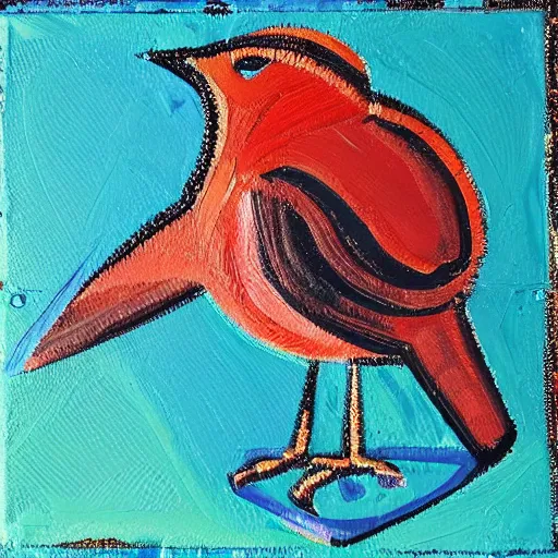 Image similar to bird in shape of square, fantasy art style, impasto