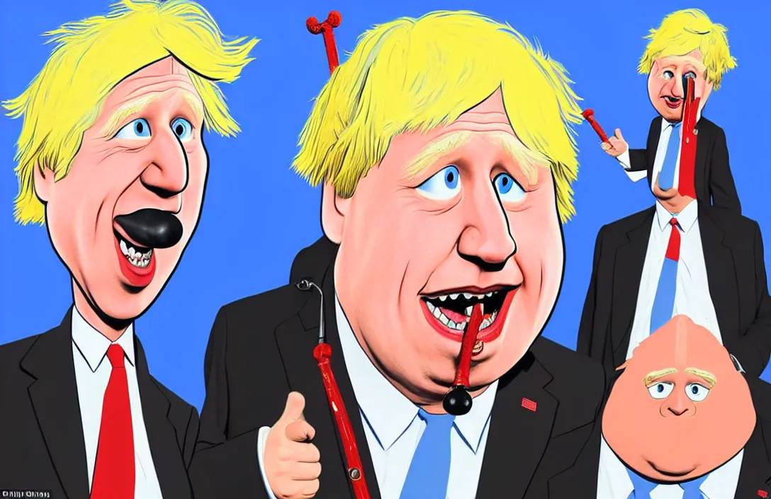 Image similar to boris johnson as the disney version of pinocchio, with a long nose, in the style of kim jung gi