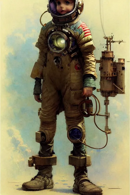 Image similar to ( ( ( ( ( childrens book layout 2 0 5 0 s retro future 1 0 year boy old super scientest in space pirate mechanics costume. muted colors. ) ) ) ) ) by jean - baptiste monge, tom lovell!!!!!!!!!!!!!!!!!!