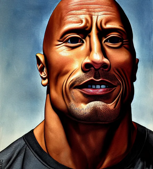 Prompt: portrait of Dwayne Johnson,(((((head as a rock)))))