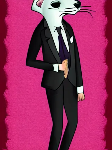 Image similar to beautiful furry art of ferret in a formal suit, high quality, detailed, digital art