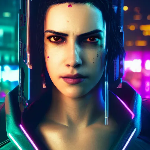 Prompt: elliot page portrait, cyberpunk 2 0 7 7, cyberpunk judy alvarez, photorealistic, ultra detailed, neon, octane, bokeh, cinematic lighting, cyber, cyberpunk city, studio quality, feature, scars, cyberface, 8 k