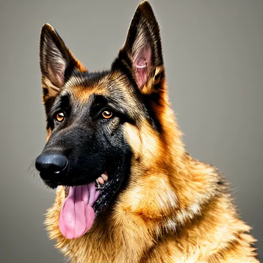 Prompt: german shepherd portrait in studio