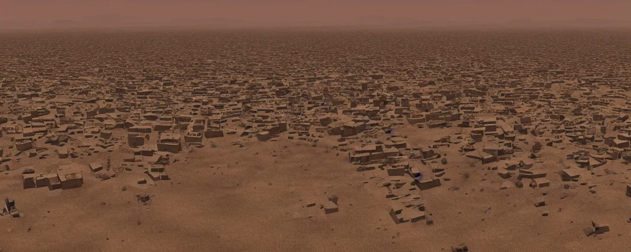 Prompt: A lonely town on the edge of the desert, highly detailed, 4k, cinematic lighting