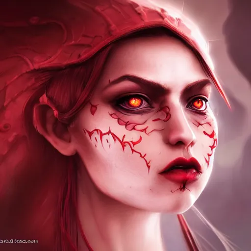 Prompt: face portrait of dragon kin woman, with pretty red ruby eyes, dynamic lighting, fantasy concept art, trending on art station, stunning visuals, creative, cinematic, ultra detailed