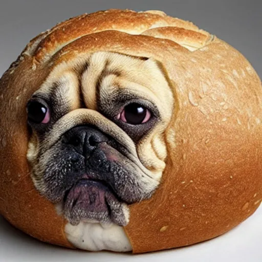 Image similar to dog in a form of a bread loaf