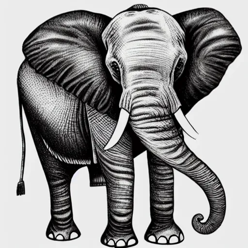 elephant with three trunks, fineliner doodle, textless | Stable ...