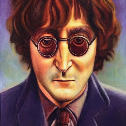 Image similar to surrealism era portrait of john lennon