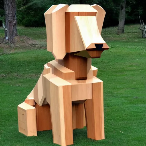 Image similar to a giant dog made of wood