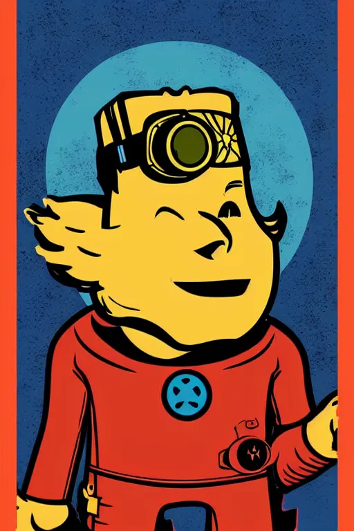 Image similar to fallout 7 6 retro futurist illustration art by butcher billy, sticker, colorful, illustration, highly detailed, simple, smooth and clean vector curves, no jagged lines, vector art, smooth andy warhol style