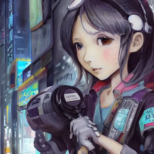 Image similar to dynamic composition, motion, ultra-detailed, incredibly detailed, a lot of details, amazing fine details and brush strokes, colorful and grayish palette, smooth, HD semirealistic anime CG concept art digital painting, watercolor oil painting of Clean and detailed post-cyberpunk sci-fi close-up schoolgirl in asian city in style of cytus and deemo, blue flame, relaxing, calm and mysterious vibes,, by a Chinese artist at ArtStation, by Huang Guangjian, Fenghua Zhong, Ruan Jia, Xin Jin and Wei Chang. Realistic artwork of a Chinese videogame, gradients, gentle an harmonic grayish colors. set in half-life 2, Matrix, GITS, Blade Runner, Neotokyo Source, Syndicate(2012), dynamic composition, beautiful with eerie vibes, very inspirational, very stylish, with gradients, surrealistic, dystopia, postapocalyptic vibes, depth of field, mist, rich cinematic atmosphere, perfect digital art, mystical journey in strange world