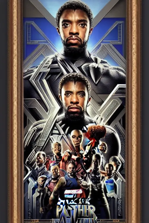 Image similar to portrait of a gay caucasian marvel black panther, award winning portrait