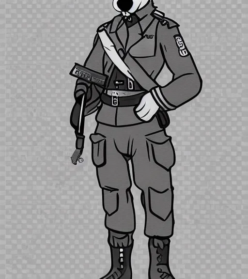 Prompt: expressive stylized master furry artist digital line art painting full body portrait character study of the anthro male anthropomorphic german shepard fursona animal person officer wearing clothes military general uniform