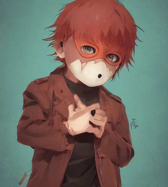 Image similar to cute little boy anime character inspired by jason voorhees art by rossdraws, wlop, ilya kuvshinov, artgem lau, sakimichan and makoto shinkai, anatomically correct, extremely coherent, highly detailed, sharp focus, slasher movies, smooth, red lighting, very realistic, symmetrical