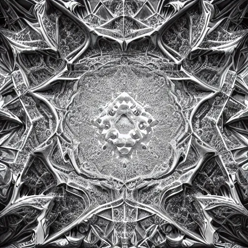 Image similar to a beautiful 3 d stone carving of an intricate mandelbrot fractal cathedral populated by fractals by android jones, carved soap, white color scheme, unreal engine, volumetric lighting, dynamic lighting, bright, dramatic lighting, high contrast, carved marble, opalescent, sacred geometry, religious, angelic, catholicpunk, stark, trending on artstation