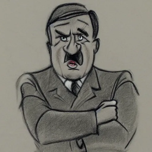 Image similar to milt kahl pencil sketch of adolf hitler warner brothers cartoon