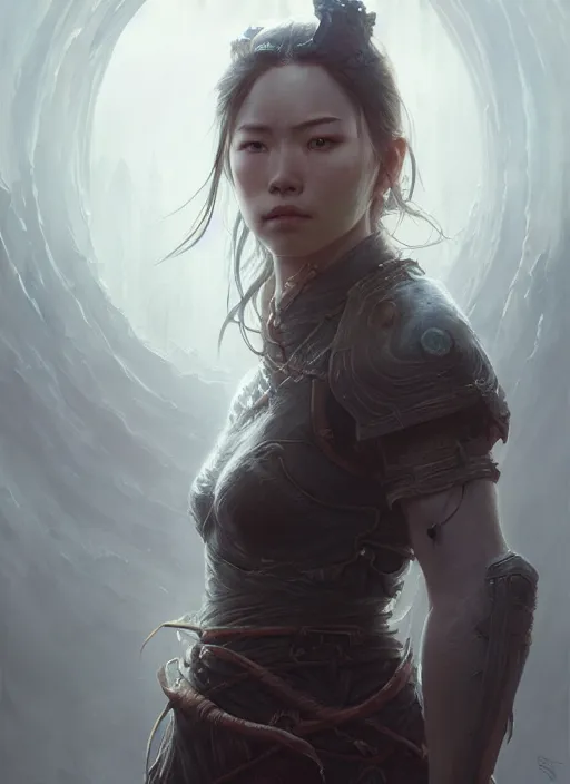 Prompt: highly detailed portrait of protagonist from elden ring, asian origin, adventure game, d & d, fantasy art by greg rutkowski, stanley artgerm, loish, rhads, tom bagshaw, global illumination, radiant light, detailed and intricate environment