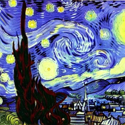 Prompt: A painting of Harry Carey gazing at the moon by Van Gogh (1884)