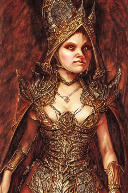 Prompt: detailed portrait of a D&D dwarven queen | johfra bosschart | waist up