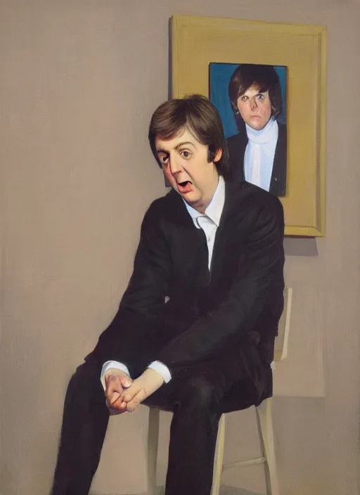 Prompt: a portrait painting of young paul mccartney by John Currin