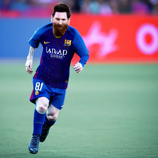 Image similar to lionel messi running extremely fast while his body emits blue lightning, 8 k