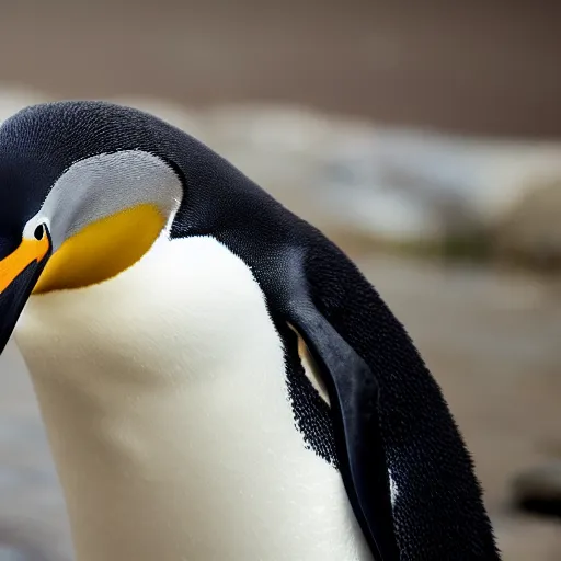Prompt: A penguin with a top ontop of its head