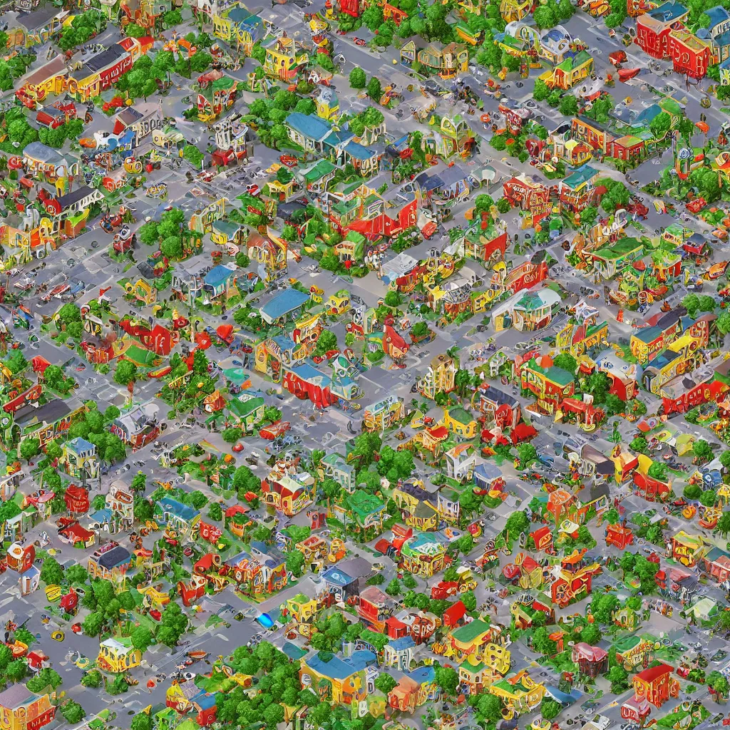 Image similar to Zoomed in portion of a map, busytown by richard scarry map, d&d map, extreme detail, octane render 8k, quality, trending on artstation, by greg rutkowski