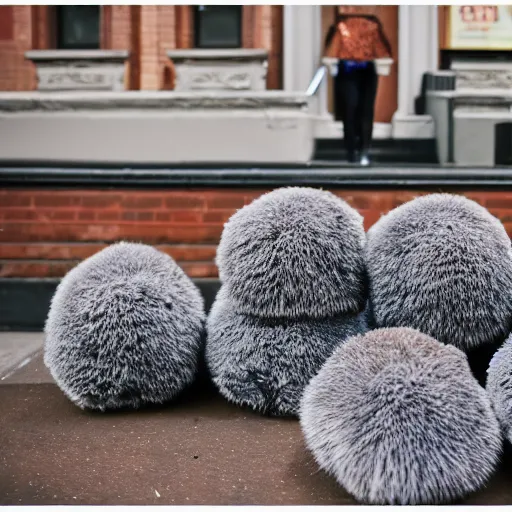 Image similar to an photography of star triek's tribbles take over brooklyn, canon eos c 3 0 0, ƒ 1. 8, 3 5 mm, 8 k, medium - format print