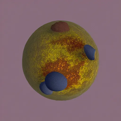 Image similar to cube -shaped planet, filled with dark red oceans and yellow vegetation, render, blender, 3d, ultra detailed