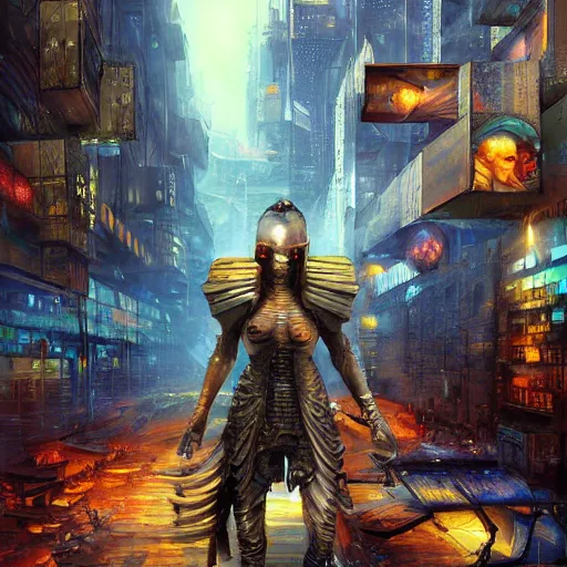 Image similar to cyberpunk warrior cryengine render by android jones, james christensen, rob gonsalves, leonid afremov and tim white