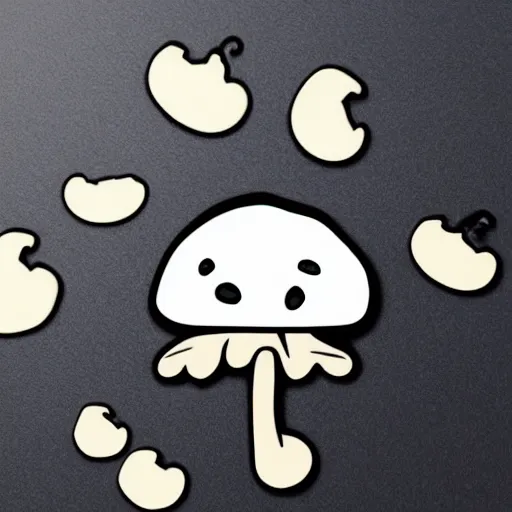 Prompt: cute mushroom with face, white tracing, sticker,