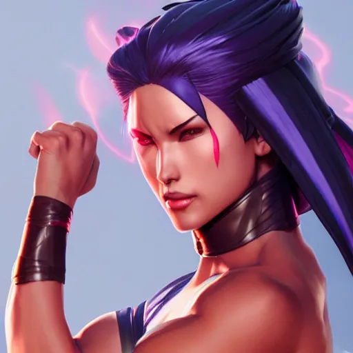 Image similar to psylocke as a street fighter character, cg animation, capcom, realistic, character select portrait, by artgerm, greg rutkowski, alphonse mucha, 3 d