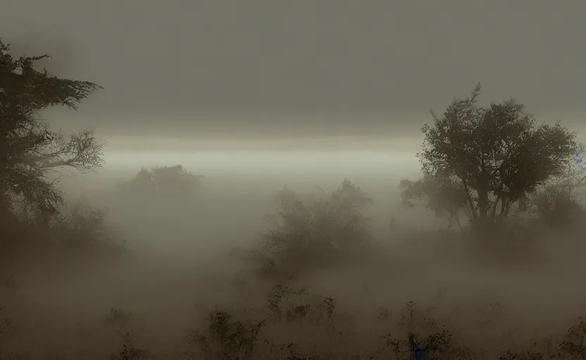 Image similar to “fog of war, army seen in the distance, 4k, cinematic, award winning”