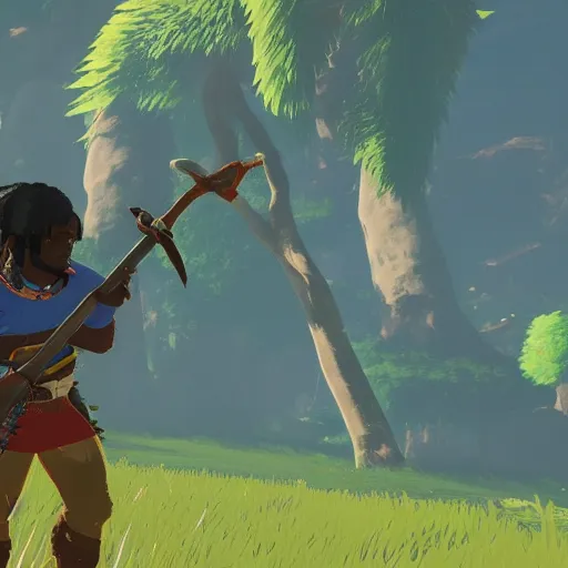 Prompt: screenshot of chief keef in breath of the wild