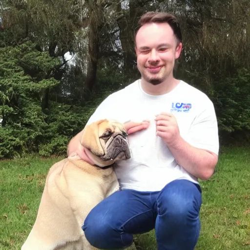 Prompt: james corbin posing with a dog