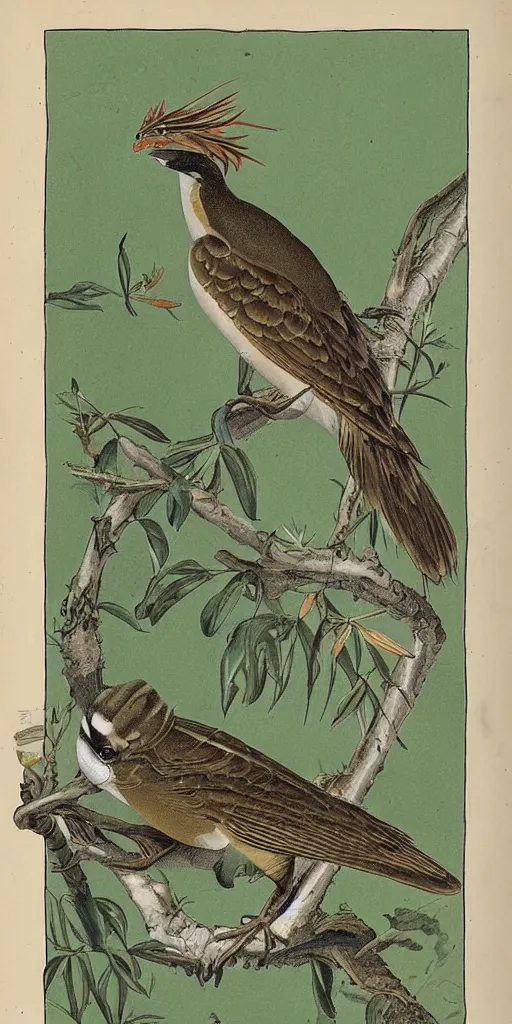 Image similar to field guide illustration of a dragon sparrow by john audubon
