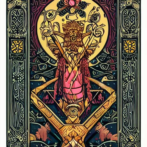 Image similar to ornate intricate tarot cards, trending on artstation